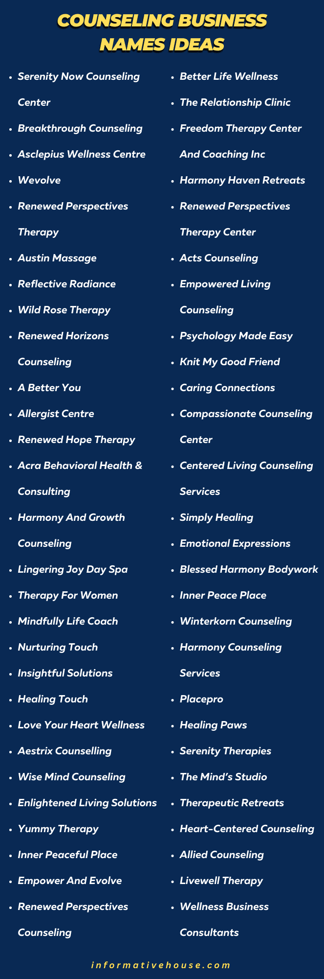 Counseling Business Names