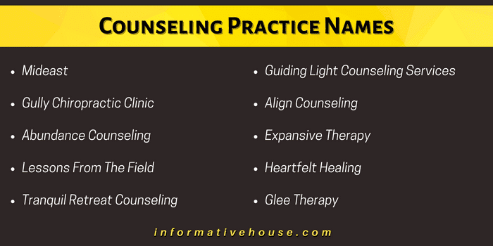 Counseling Practice Names