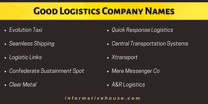 Good Logistics Company Names