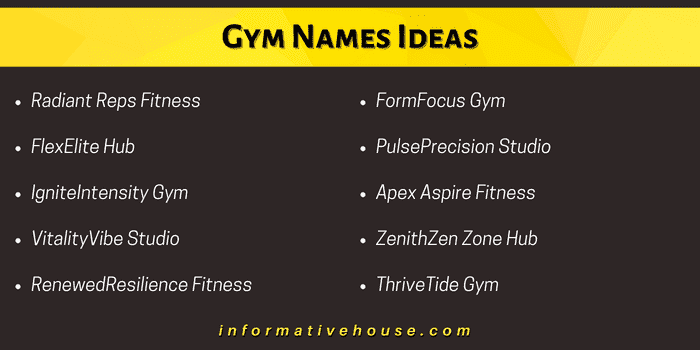 List of gym names ideas for startup