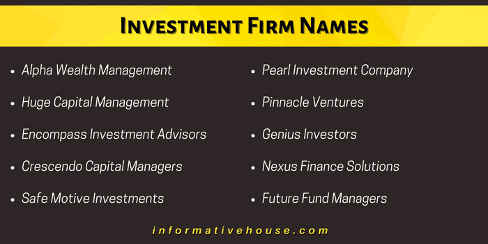 Investment Firm Names