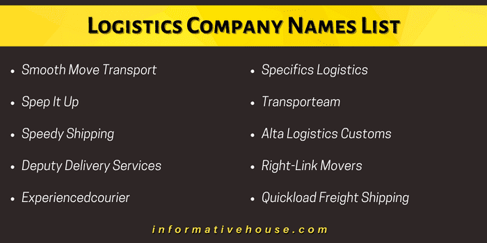Logistics Company Names List