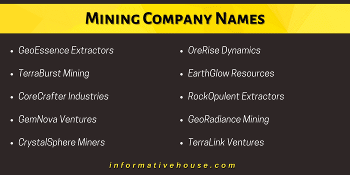 Top 10 Mining Company Names for mining business