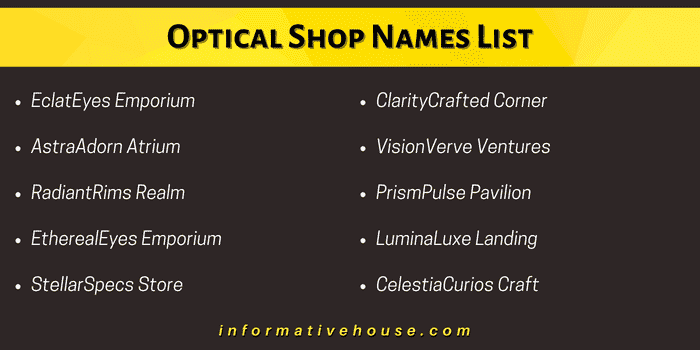 top 10 Optical Shop Names List to inspire anyone