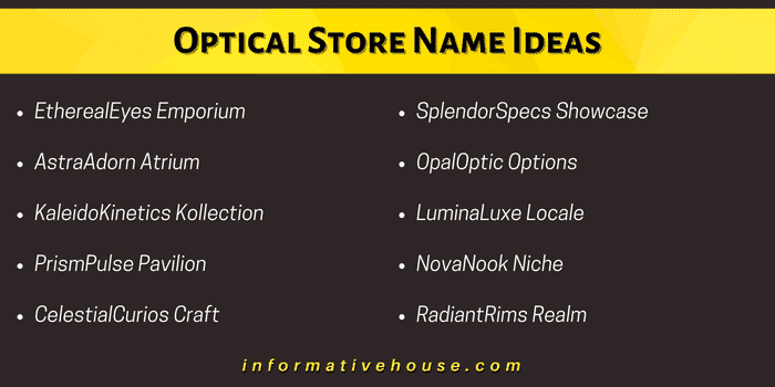 Top 10 Optical Store Name Ideas for startup