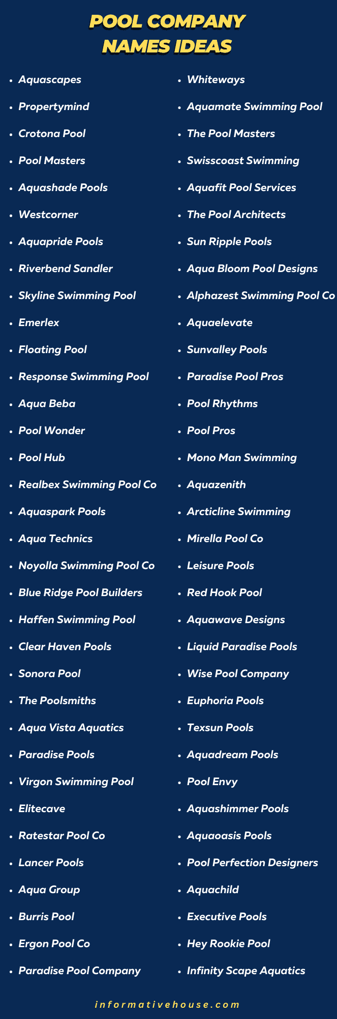 Pool Company Names