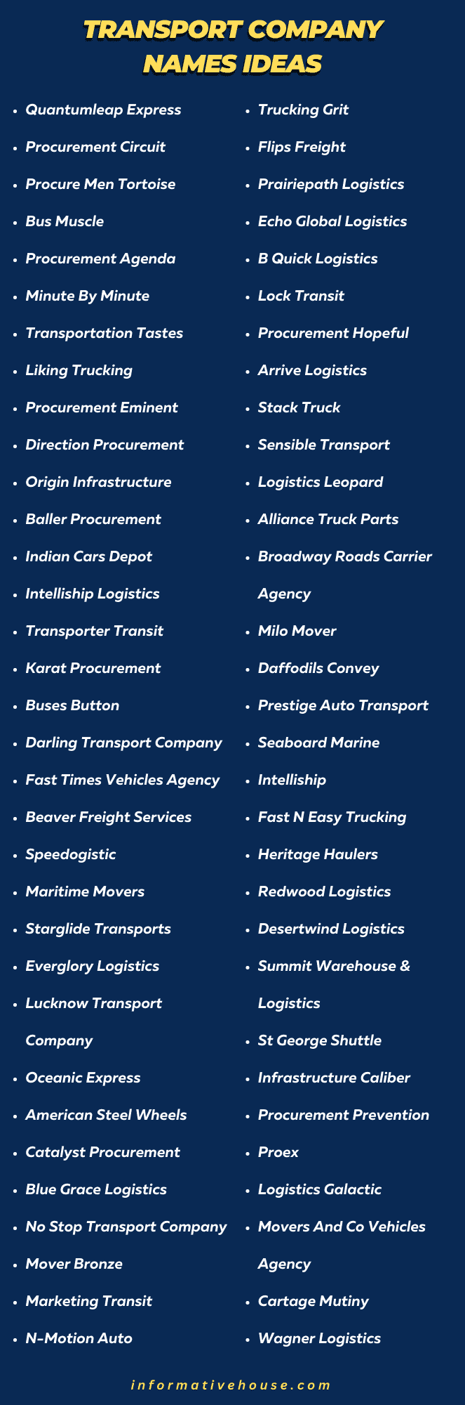 Transport Company Names