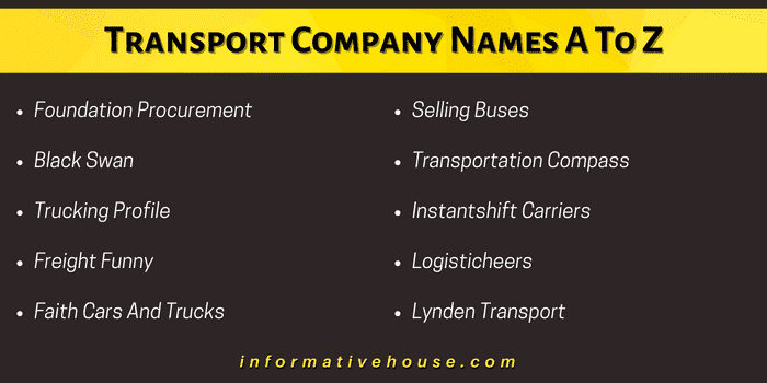Transport Company Names A To Z