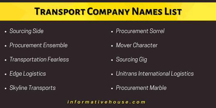 Transport Company Names List