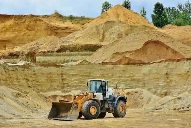 A mining truck standing on a mining area