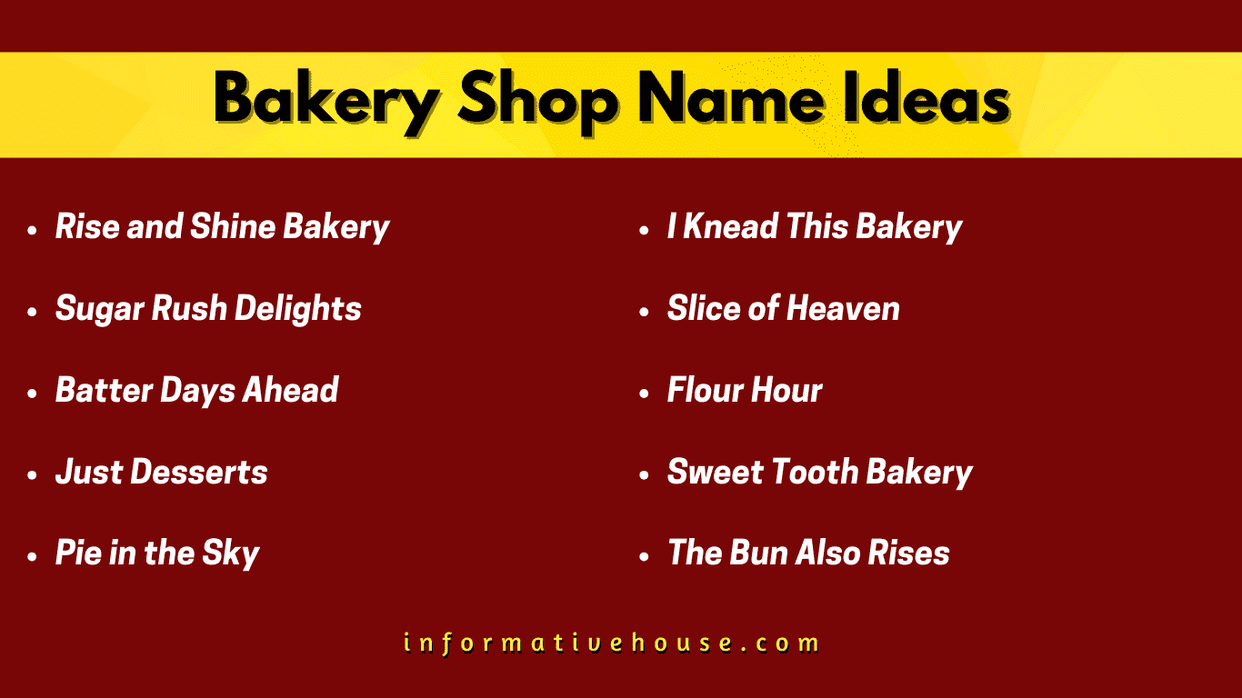 top 10 Bakery Shop Name Ideas