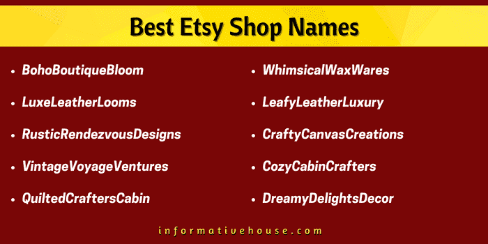 Top 10 Best Etsy Shop Names