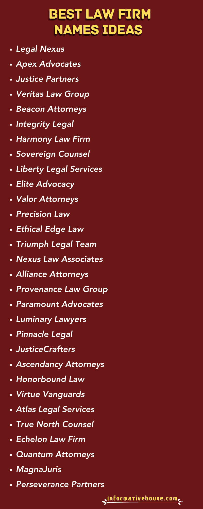 Top 30 Best Law Firm Names for startup