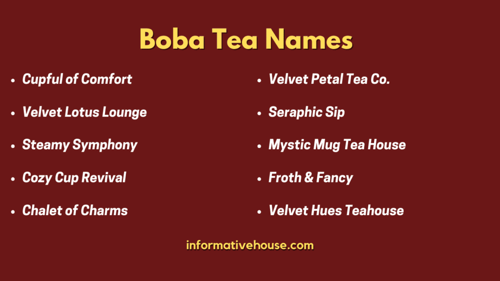 Top 10 Boba Tea Names