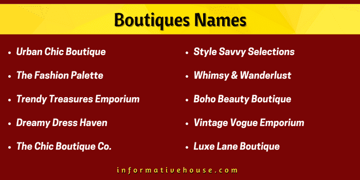 top 10 Boutiques Names