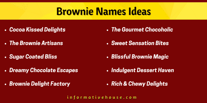 Top 10 Brownie Names Ideas