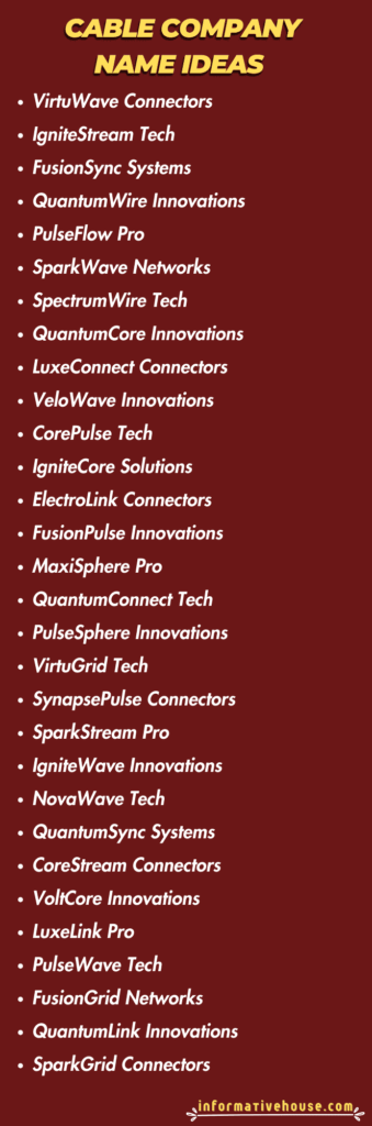 Best 40 Cable Company Name Ideas for startup
