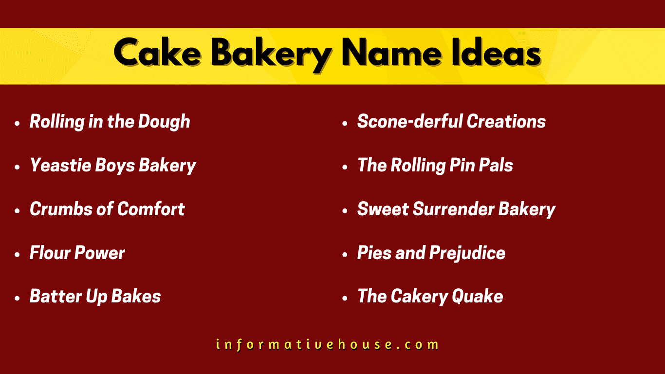 top 10 Cake Bakery Name Ideas