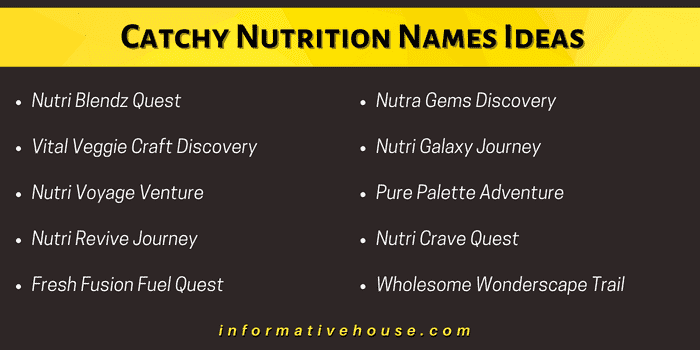 10 Catchy Nutrition Names Ideas to get your business started
