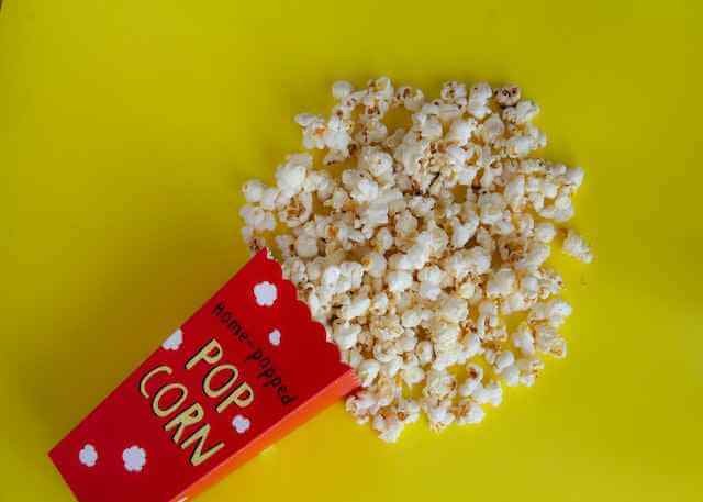 Popcorn packet is opened on a table