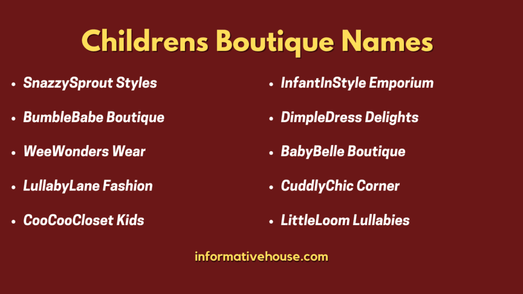 Top 10 Childrens Boutique Names