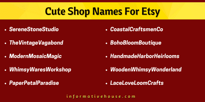 Top 10 Cute Shop Names For Etsy