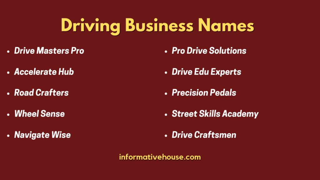 Top 10 Driving Business Names