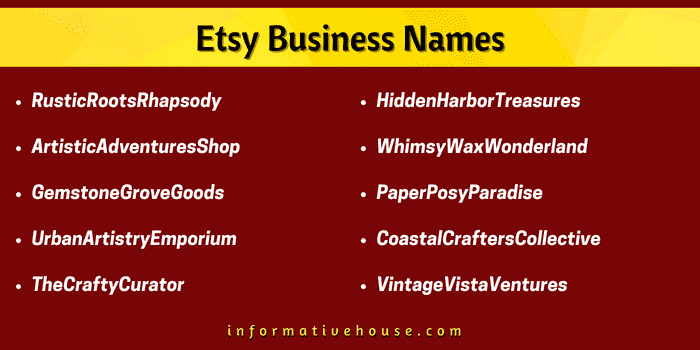 Top 10 Etsy Business Names