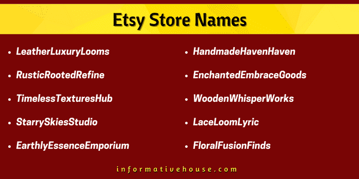 Top 10 Etsy Store Names