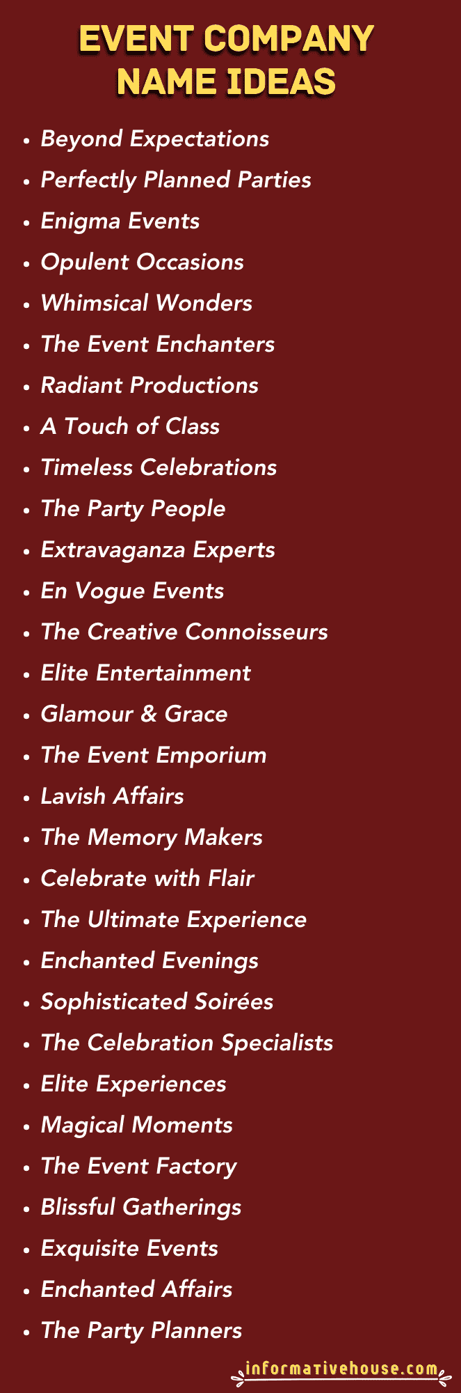 top 30 Event Company Name Ideas for event startup