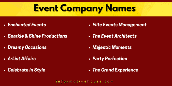 Top 10 Event Company Names