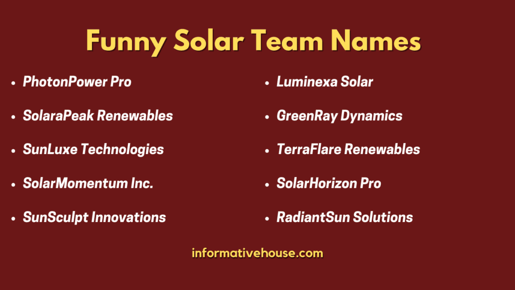 top 10 Funny Solar Team Names