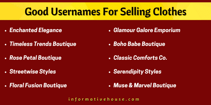 top 10 Good Usernames For Selling Clothes