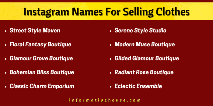 top 10 Instagram Names For Selling Clothes