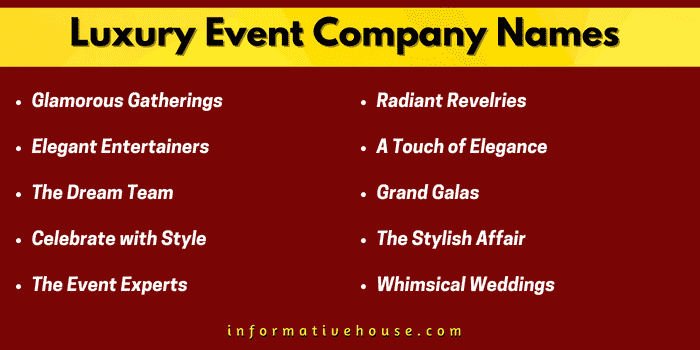 Top 10 Luxury Event Company Names