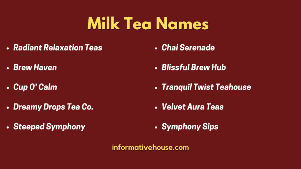 Top 10 Milk Tea Names