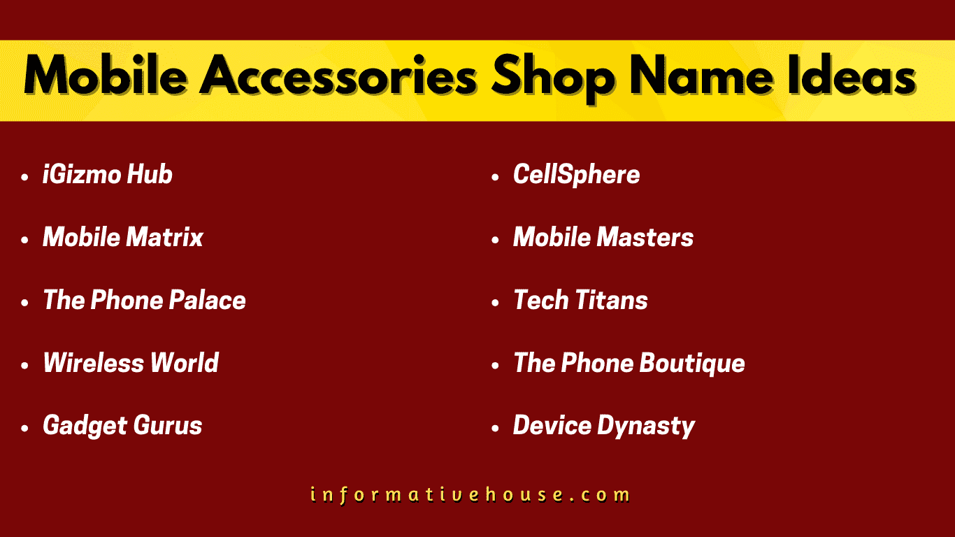 Top 10 Mobile Accessories Shop Name Ideas