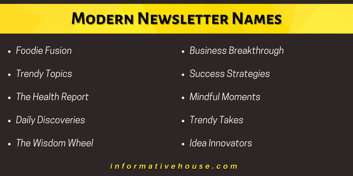Top 10 Modern Newsletter Names for startup with a modern touch
