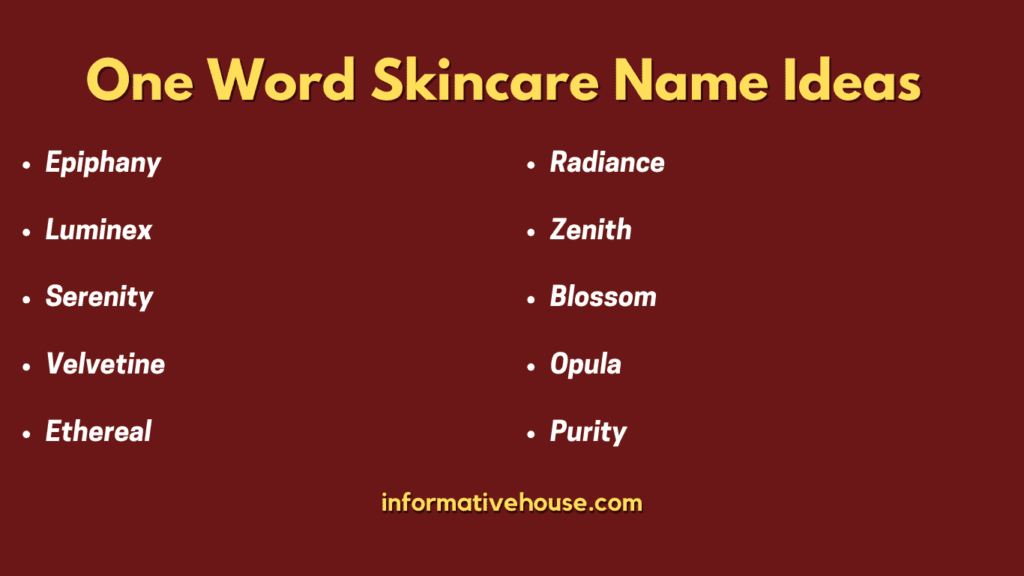 Top 10 One Word Skincare Name Ideas