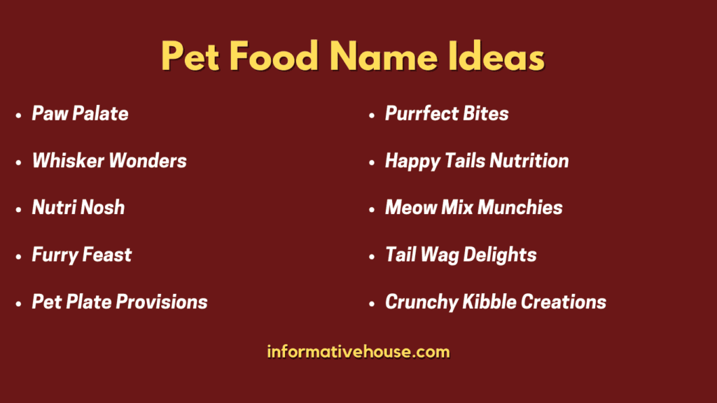 Top 10 Pet Food Name Ideas