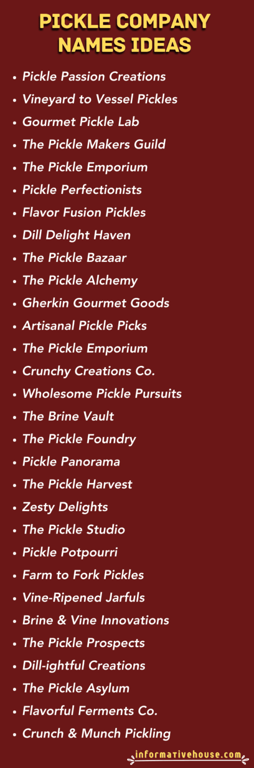 479+ Best Spicy Pickle Company Names Ideas List! Informative House