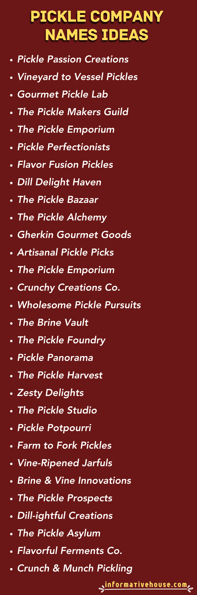 Best 30 Pickle Company Names Ideas for startup