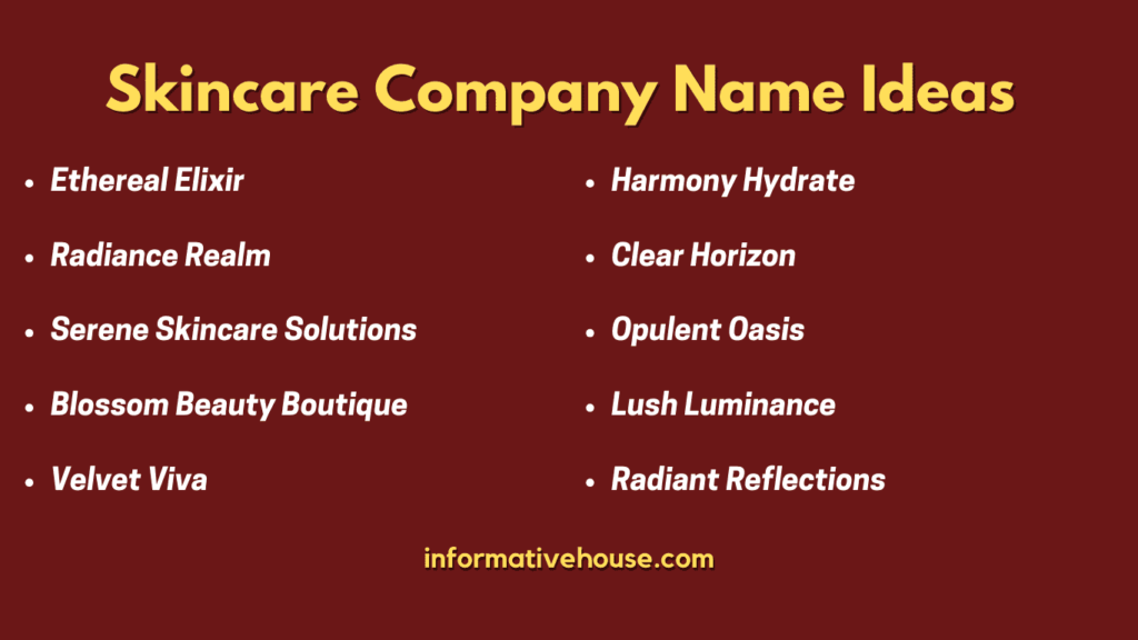 Top 10 Skincare Company Name Ideas