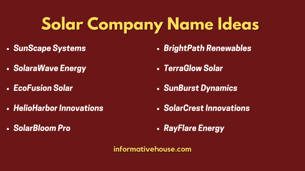 top 10 Solar Company Name Ideas