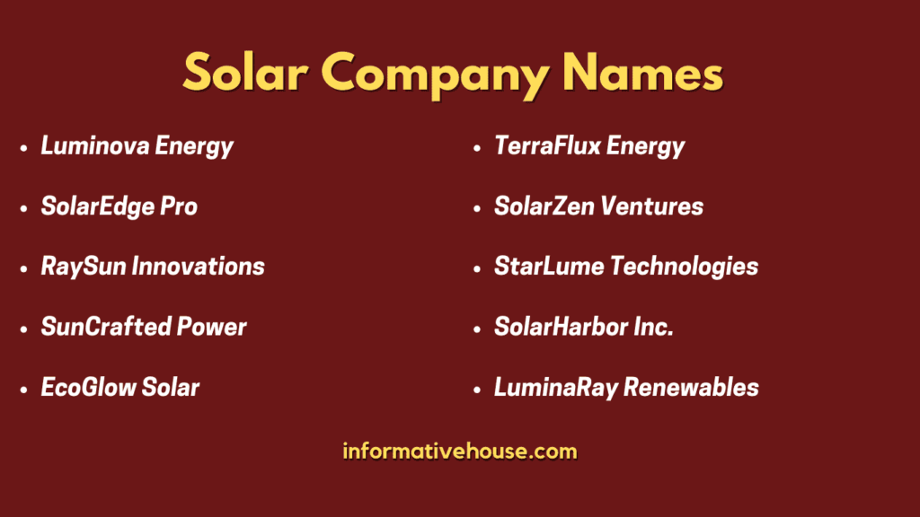 top 10 Solar Company Names