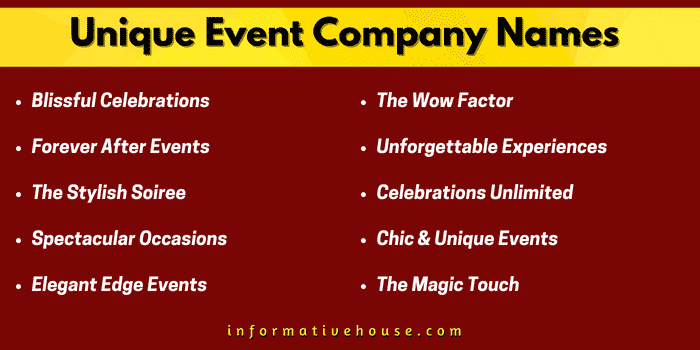 Top 10 Unique Event Company Names