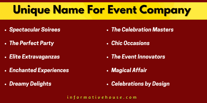 Top 10 Unique Name For Event Company