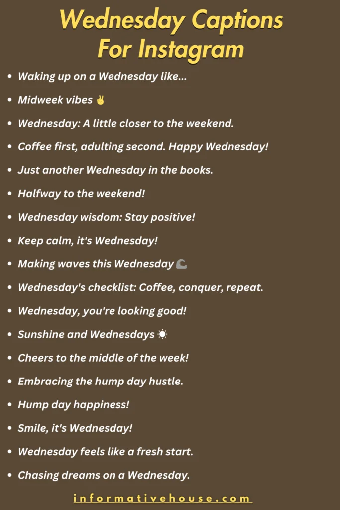 Top 20 Wednesday Captions For Instagram Posts