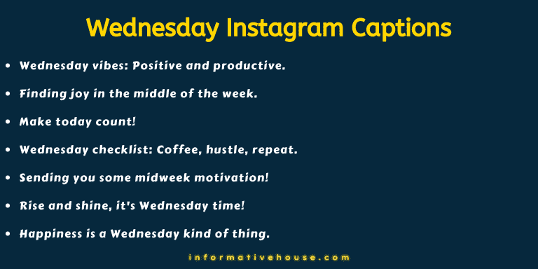 Cool and funny Wednesday Instagram Captions
