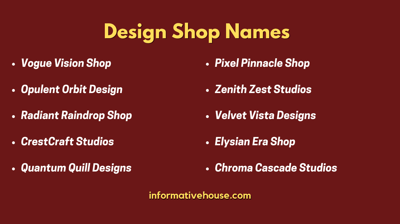 top 10 Design Shop Names